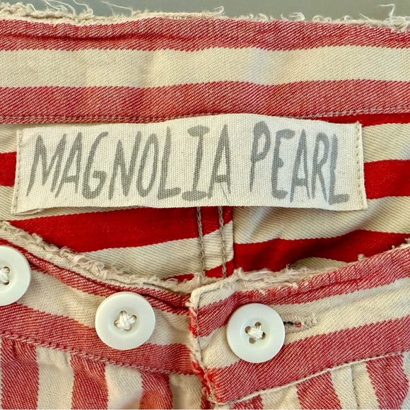 Magnolia Pearl Red and Cream Striped Pants - Picture 2 of 5